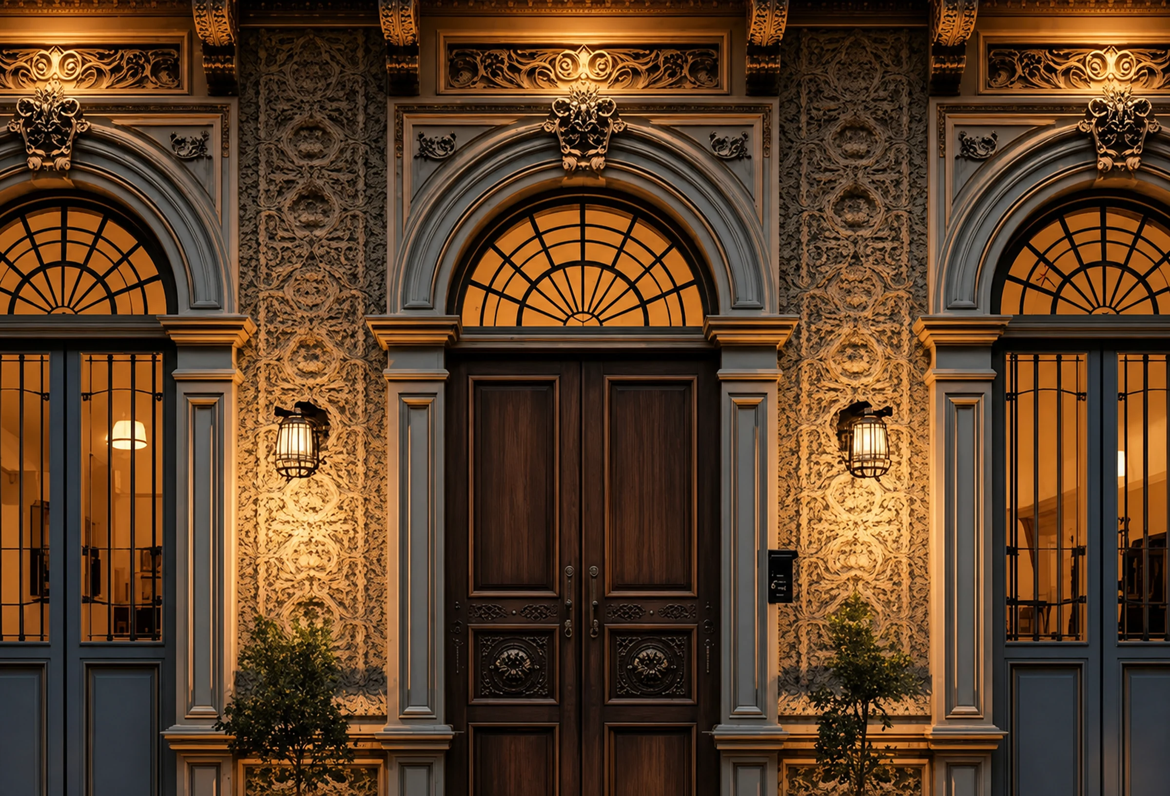 Ornately restored architectural doorway