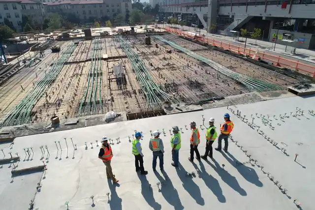 Reinforced concrete slab under construction